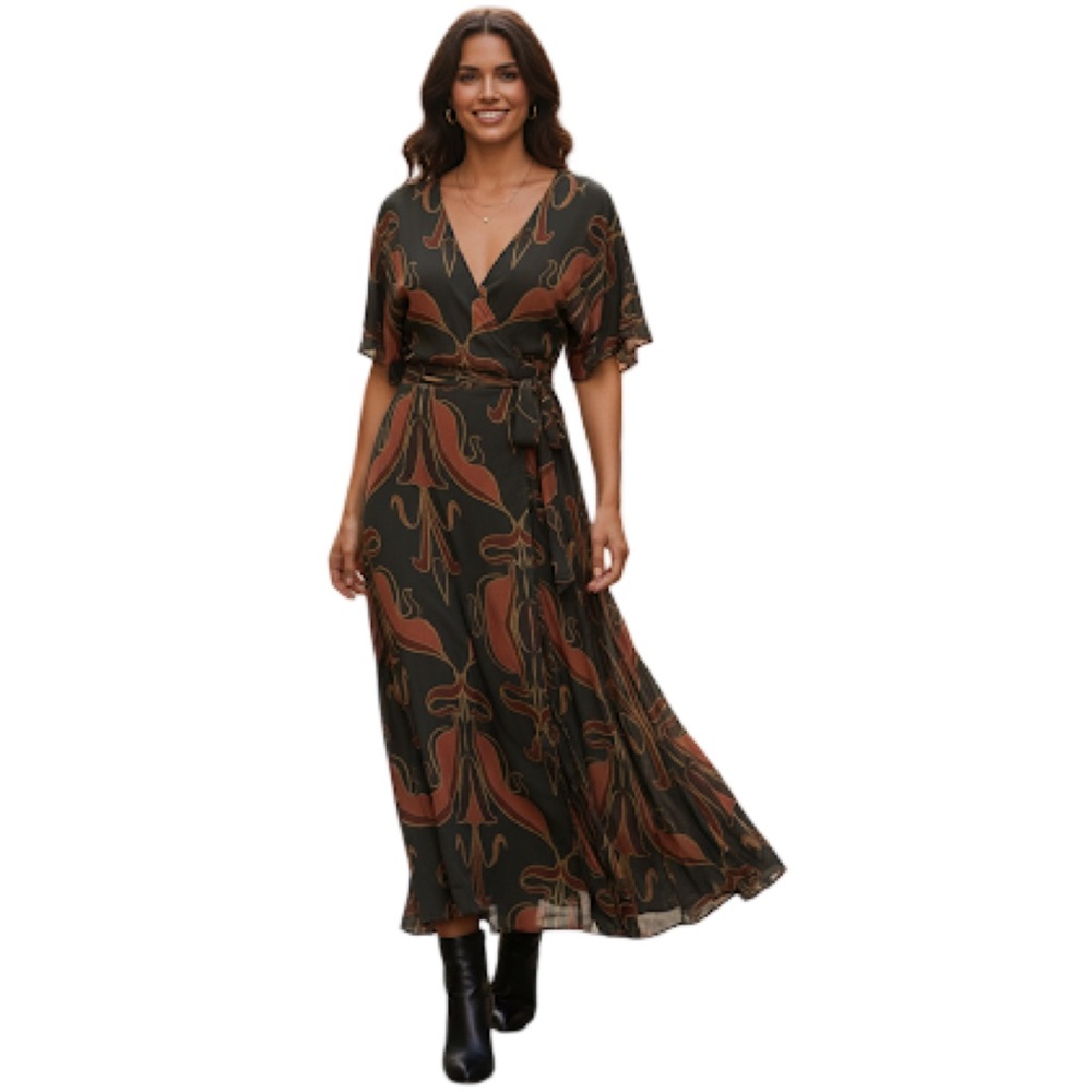 Free People Printed Wrap Maxi Dress size small/P